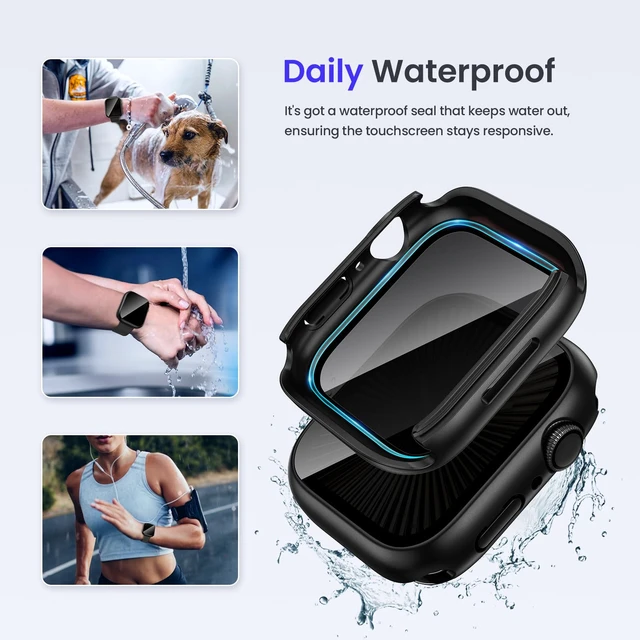 Alt view image 3 of 7 - Privacy Waterproof Case for Apple Watch Series 11/10 46mm | IP67 Water-Resistant & Anti-Fog, 9H Glass + PC Back Cover for iWatch Series 11 Screen Protector, Sensitive Touch