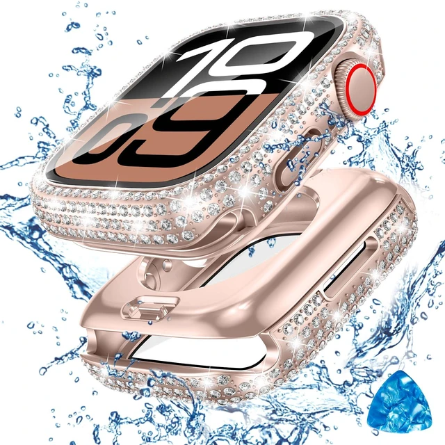 Main image of 2in1 for Apple Watch Screen Protector Case Series 11/10 46mm | Waterproof 360 iWatch Diamond Front Bumper with Glass Film and Back Bumper, Bling Face Cover Women, 49 mm Accessories
