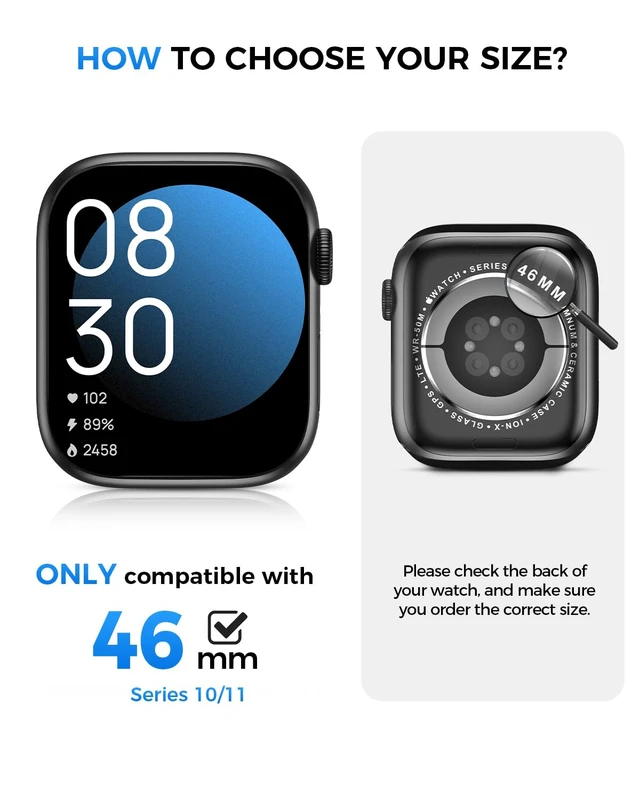 Alt view image 2 of 7 - IP67 Waterproof Case with Glass for Apple Watch Series 11/10 46mm | Water-Resistant & Anti-Fog, Tempered Glass Screen Protector Hard PC Cover for iWatch Series 11 46 mm, Sensitive Touch