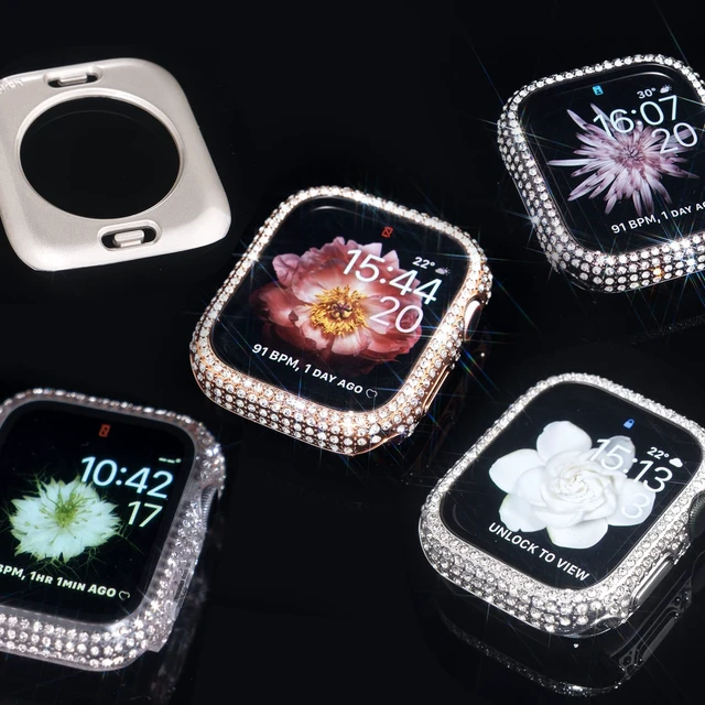 Alt view image 7 of 7 - 2in1 for Apple Watch Screen Protector Case Series 11/10 46mm | Waterproof 360 iWatch Diamond Front Bumper with Glass Film and Back Bumper, Bling Face Cover Women, 49 mm Accessories