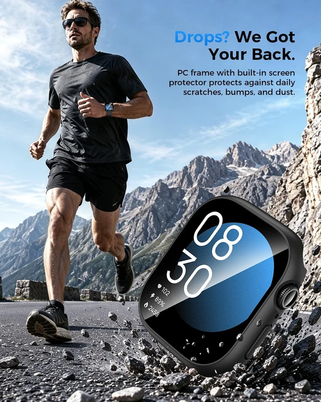 Alt view image 5 of 7 - IP67 Waterproof Case with Glass for Apple Watch Series 11/10 46mm | Water-Resistant & Anti-Fog, Tempered Glass Screen Protector Hard PC Cover for iWatch Series 11 46 mm, Sensitive Touch