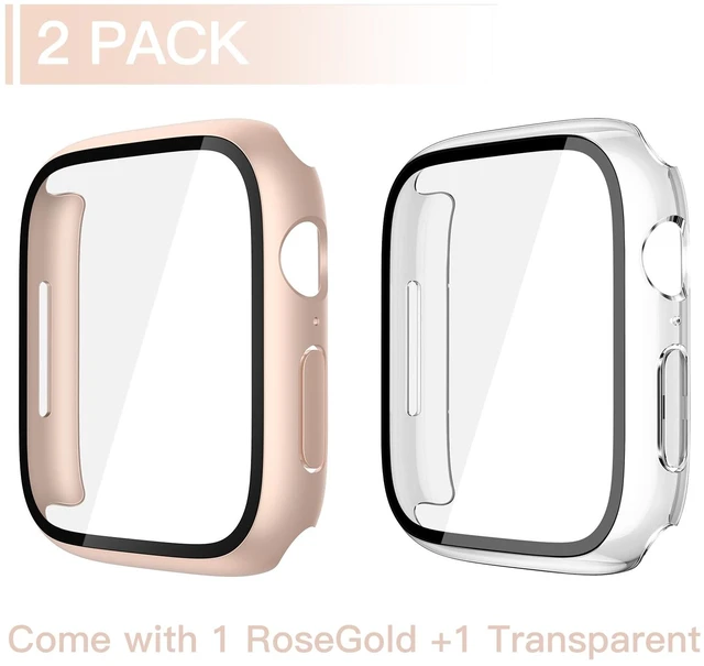 Alt view image 2 of 7 - Case with Screen Protector for 46mm Apple Watch Series 11/10 | 2-Pack Cover with Tempered Glass for 11/10, Scratch Resistant Sensitive Touch Protection, 1 Rose Gold + 1 Transparent