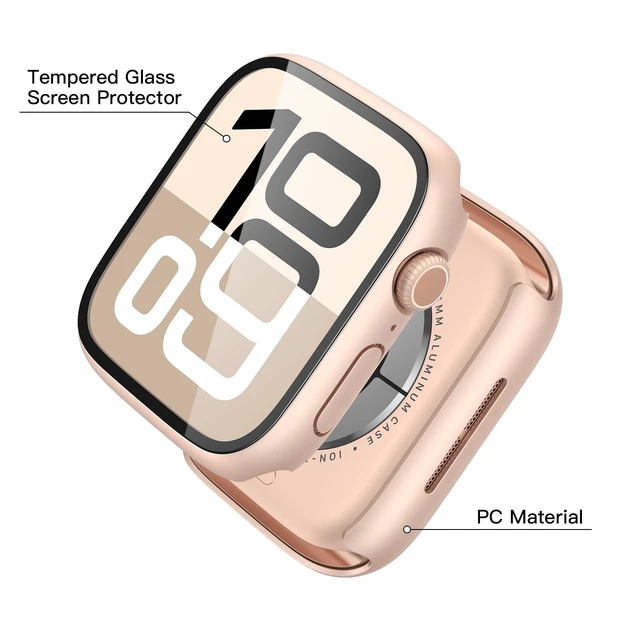 Alt view image 4 of 7 - Case with Screen Protector for 46mm Apple Watch Series 11/10 | 2-Pack Cover with Tempered Glass for 11/10, Scratch Resistant Sensitive Touch Protection, 1 Rose Gold + 1 Transparent