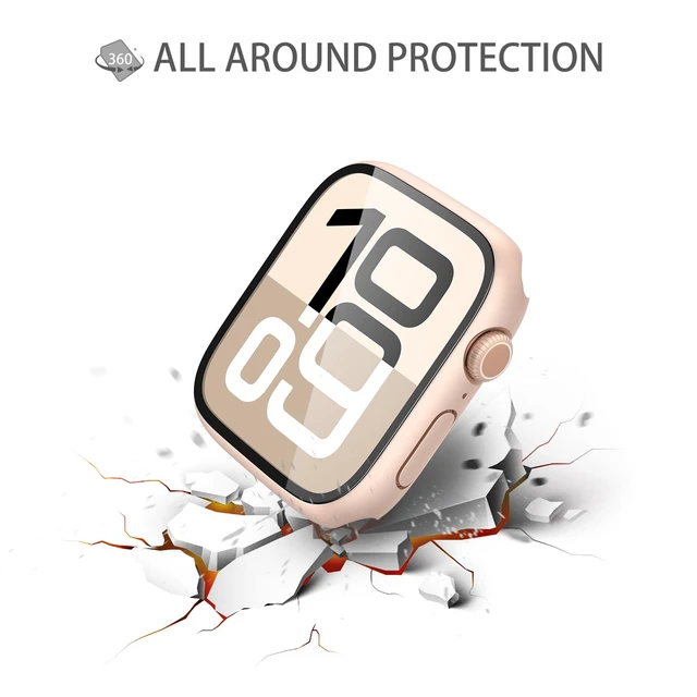 Alt view image 5 of 7 - Case with Screen Protector for 46mm Apple Watch Series 11/10 | 2-Pack Cover with Tempered Glass for 11/10, Scratch Resistant Sensitive Touch Protection, 1 Rose Gold + 1 Transparent