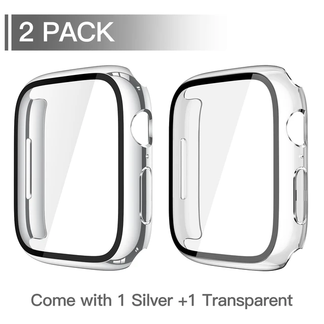 Alt view image 2 of 7 - Case with Screen Protector for 46mm Apple Watch Series 11/10 | 2-Pack Cover with Tempered Glass for 11/10, Scratch Resistant Sensitive Touch Protection, 1 Silver + 1 Transparent