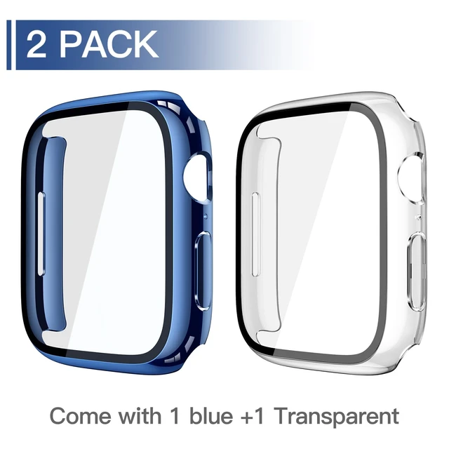 Alt view image 2 of 7 - Case with Screen Protector for 46mm Apple Watch Series 11/10 | 2-Pack Cover with Tempered Glass for 11/10, Scratch Resistant Sensitive Touch Protection, 1 Blue + 1 Transparent
