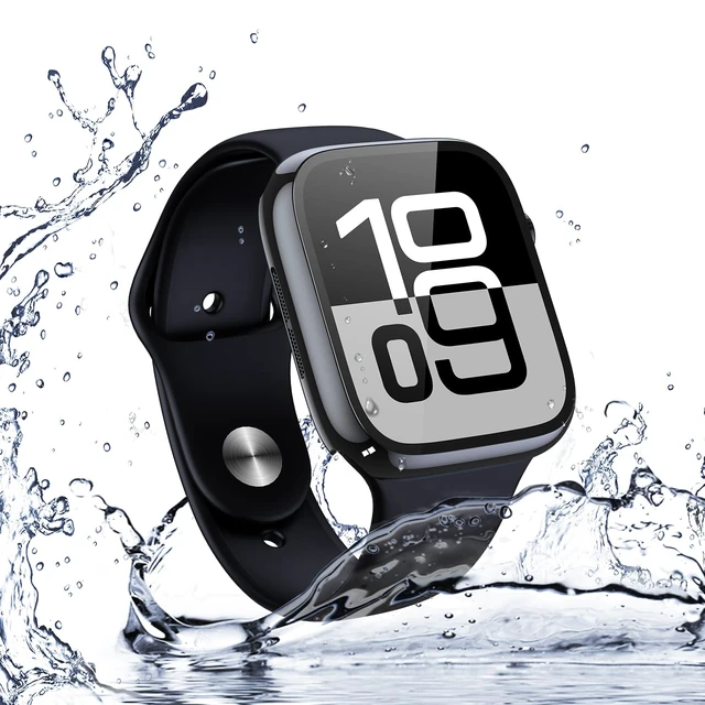 Alt view image 5 of 7 - 2-Pack Waterproof Case for 46mm Apple Watch Series 11/10 | Cover with 9H Tempered Glass Screen Protector for 11/10, Anti-Scratch, Jet Black