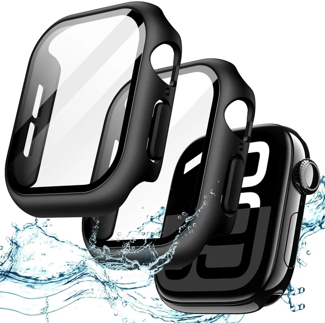 Main image of Waterproof Case for Apple Watch Series 11/10 46mm, Black | with Screen Protector, Built-in Tempered Glass Film, Hard PC Protection, High Touch Sensitivity