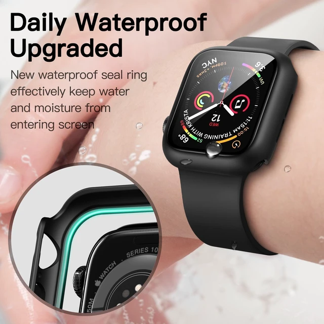Alt view image 3 of 6 - Waterproof Case for Apple Watch Series 11/10 46mm, Black | with Screen Protector, Built-in Tempered Glass Film, Hard PC Protection, High Touch Sensitivity