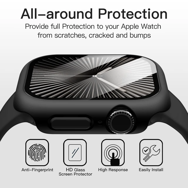 Alt view image 5 of 6 - Waterproof Case for Apple Watch Series 11/10 46mm, Black | with Screen Protector, Built-in Tempered Glass Film, Hard PC Protection, High Touch Sensitivity