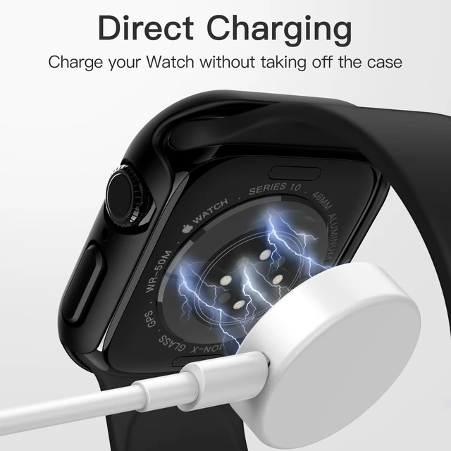 Alt view image 6 of 6 - Waterproof Case for Apple Watch Series 11/10 46mm, Black | with Screen Protector, Built-in Tempered Glass Film, Hard PC Protection, High Touch Sensitivity