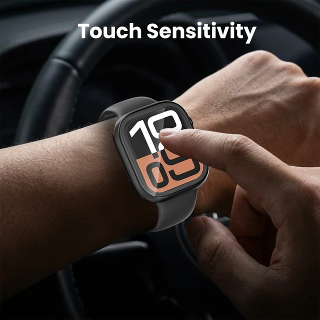 Alt view image 6 of 7 - 3 in 1 Waterproof Case for 46mm Apple Watch Series 11/10, Black | 46mm PC Bumper 360 Full Coverage Face Cover Built-in Tempered Glass Screen Protector, Sensitive Touch Scratch