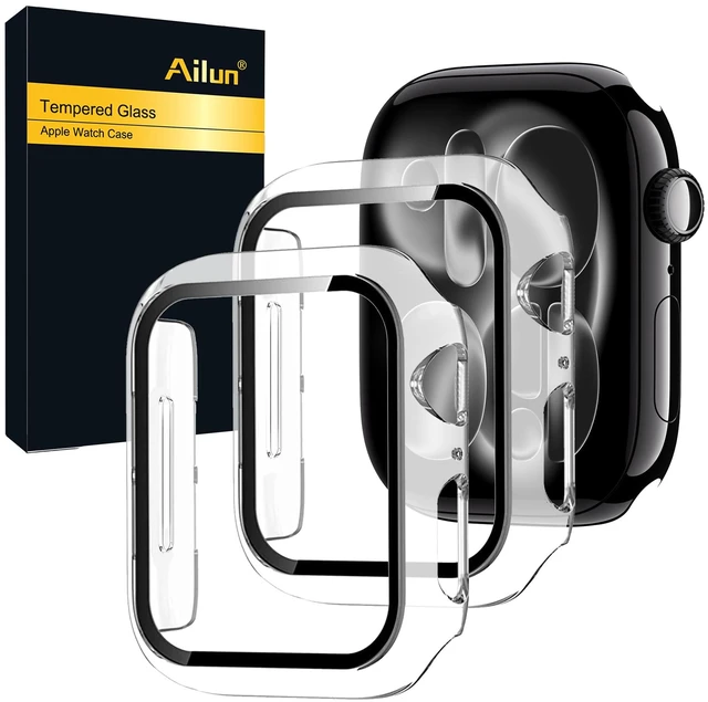 Main image of 2 Pack Screen Protector Case for Apple Watch Series 11/10, 46mm | Clear, Ultra-Thin Hard PC Case Built in Tempered Glass for iWatch, Shockproof Cover with Button