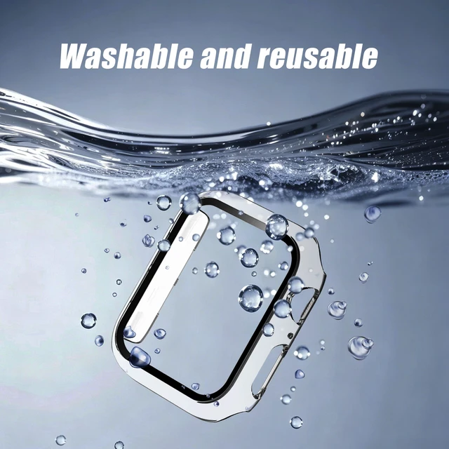 Alt view image 5 of 6 - 2 Pack Screen Protector Case for Apple Watch Series 11/10, 46mm | Clear, Ultra-Thin Hard PC Case Built in Tempered Glass for iWatch, Shockproof Cover with Button