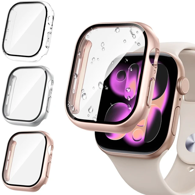 Main image of 3PCS for Apple Watch Screen Protector Case Series 11/10 46mm | iWatch Protective Face Cover for Women Men, Tempered Glass Film Hard Bumper for iPhone Watch 46 mm Accessories