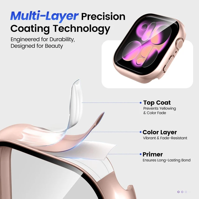 Alt view image 4 of 7 - 3PCS for Apple Watch Screen Protector Case Series 11/10 46mm | iWatch Protective Face Cover for Women Men, Tempered Glass Film Hard Bumper for iPhone Watch 46 mm Accessories