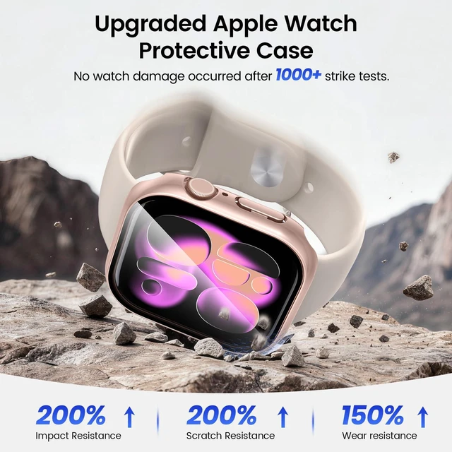 Alt view image 5 of 7 - 3PCS for Apple Watch Screen Protector Case Series 11/10 46mm | iWatch Protective Face Cover for Women Men, Tempered Glass Film Hard Bumper for iPhone Watch 46 mm Accessories