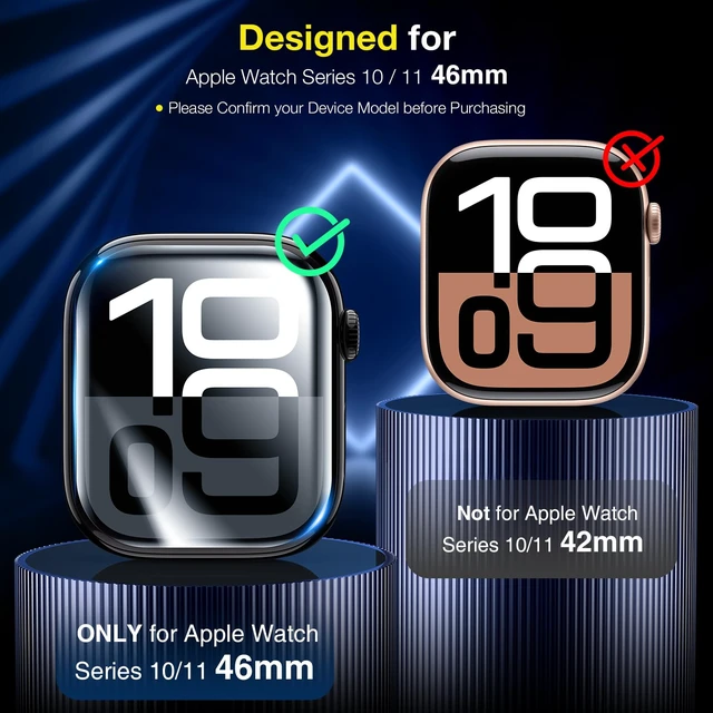 Alt view image 2 of 7 - 6Pcs for Apple Watch Series 12/Series 11/Series 10 46mm Screen Protector | Self-Healing, Max Coverage, Bubble Free, HD Clear Flexible Soft Film for 46mm Apple Watch Screen Protector, Anti-Scratch