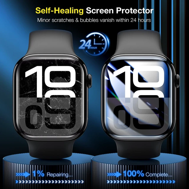 Alt view image 6 of 7 - 6Pcs for Apple Watch Series 12/Series 11/Series 10 46mm Screen Protector | Self-Healing, Max Coverage, Bubble Free, HD Clear Flexible Soft Film for 46mm Apple Watch Screen Protector, Anti-Scratch