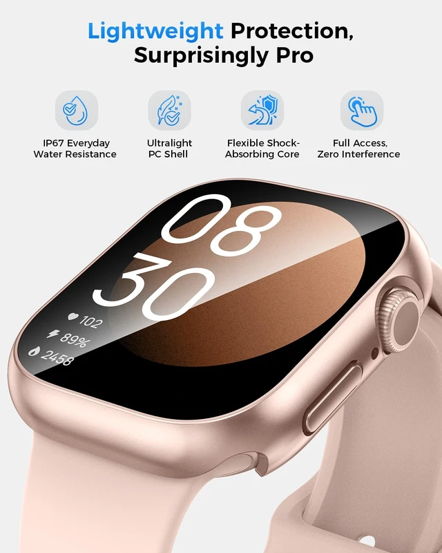 Alt view image 4 of 7 - IP67 Waterproof Case with Glass for Apple Watch Series 11/10 46mm | Water-Resistant & Anti-Fog, Tempered Glass Screen Protector Hard PC Cover for iWatch Series 11 46 mm, Sensitive Touch