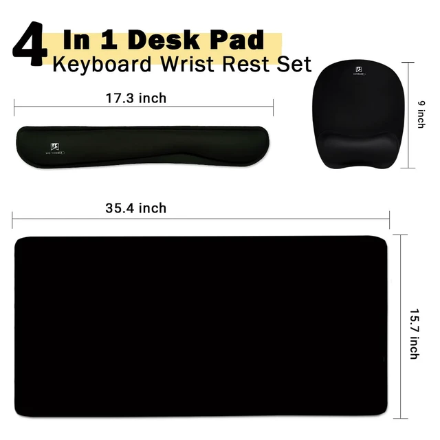 Alt view image 2 of 7 - Keyboard Wrist Rest Large Mouse Pad Wrist Support for Computer, 4 in 1 Memory Foam Keyboard Pad Desk Mat Ergonomic Hand Rest Wrist Cushion for Home Office Gaming-Black