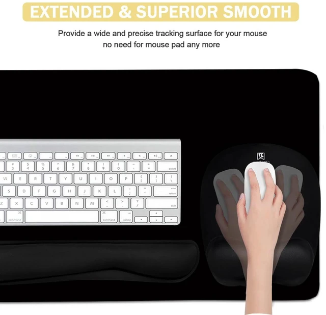 Alt view image 4 of 7 - Keyboard Wrist Rest Large Mouse Pad Wrist Support for Computer, 4 in 1 Memory Foam Keyboard Pad Desk Mat Ergonomic Hand Rest Wrist Cushion for Home Office Gaming-Black