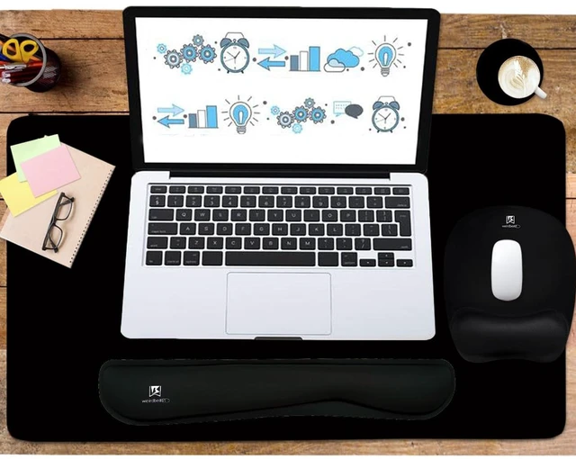 Alt view image 6 of 7 - Keyboard Wrist Rest Large Mouse Pad Wrist Support for Computer, 4 in 1 Memory Foam Keyboard Pad Desk Mat Ergonomic Hand Rest Wrist Cushion for Home Office Gaming-Black