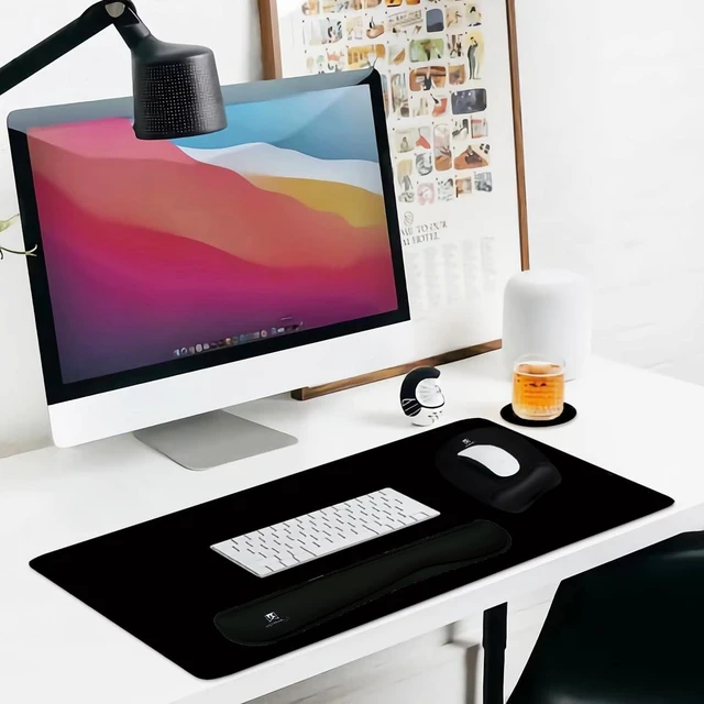Alt view image 7 of 7 - Keyboard Wrist Rest Large Mouse Pad Wrist Support for Computer, 4 in 1 Memory Foam Keyboard Pad Desk Mat Ergonomic Hand Rest Wrist Cushion for Home Office Gaming-Black