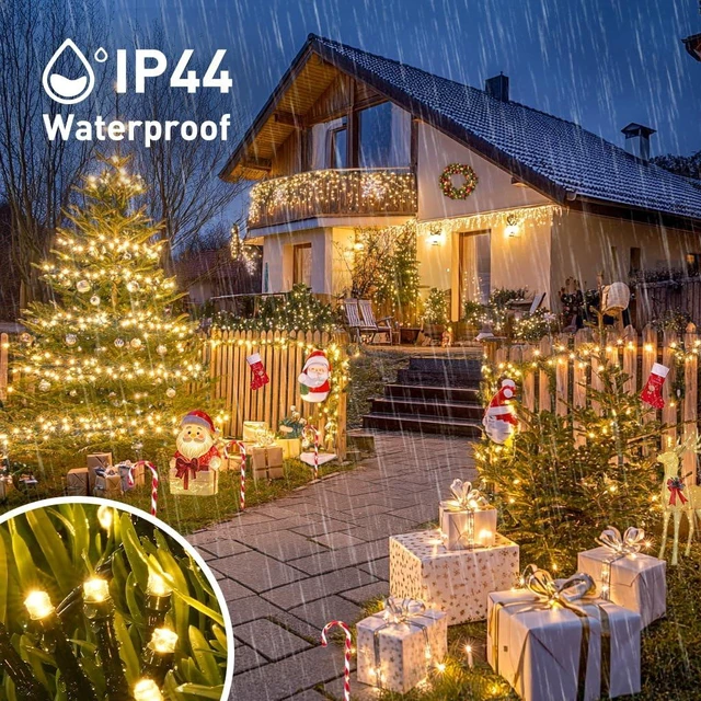 Alt view image 6 of 7 - 2 Pack Solar String Lights Outdoor, Total 400LED 151FT, Warm White | Christmas Lights Outdoor Waterproof, 8 Modes Solar Tree Lights for Outside Patio Yard Garden Xmas Christmas Decorations