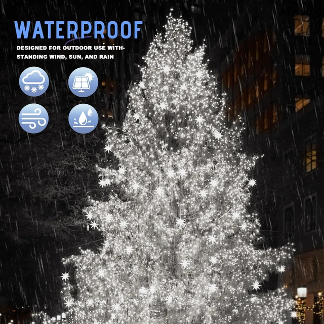 Alt view image 4 of 7 - 2 Pack Solar String Lights Total 80FT 200LED Fairy Lights White | Waterproof, 8 Lighting Modes Solar String Lights for Patio Garden Yard Party Wedding Tree Decor, Christmas Decorations