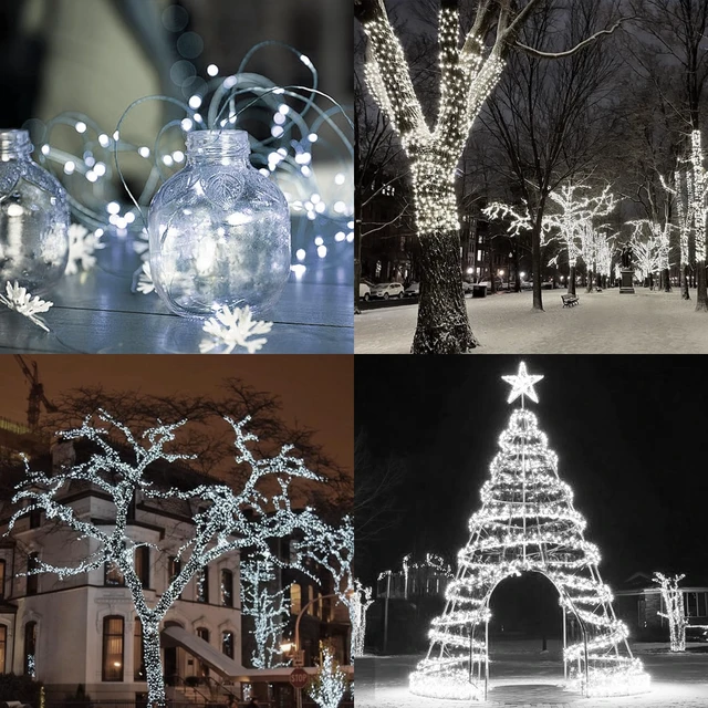 Alt view image 6 of 7 - 2 Pack Solar String Lights Total 80FT 200LED Fairy Lights White | Waterproof, 8 Lighting Modes Solar String Lights for Patio Garden Yard Party Wedding Tree Decor, Christmas Decorations