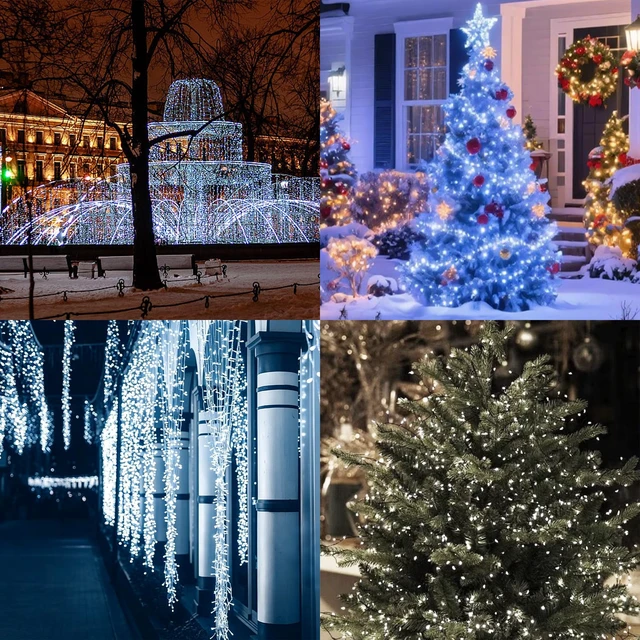 Alt view image 7 of 7 - 2 Pack Solar String Lights Total 80FT 200LED Fairy Lights White | Waterproof, 8 Lighting Modes Solar String Lights for Patio Garden Yard Party Wedding Tree Decor, Christmas Decorations