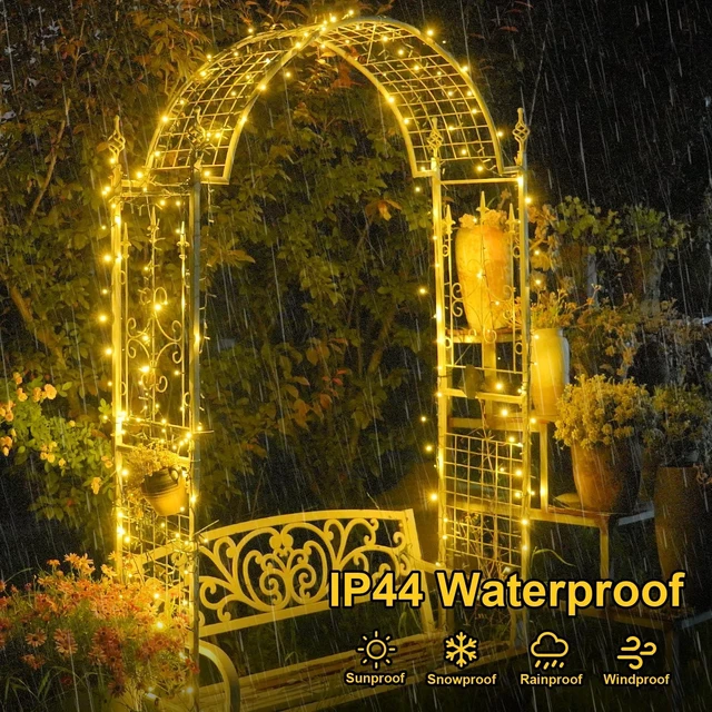 Alt view image 6 of 7 - 2 Pack Warm White Solar String Lights Outdoor Waterproof, Each 33ft 100 LED Solar Christmas Lights, 8 Modes Green Wire Solar Twinkle Tree Lights for Outside