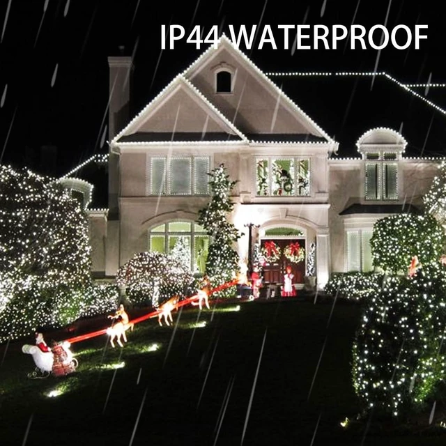 Alt view image 3 of 7 - 2 Pack Total 400LED 132FT White Christmas Solar String Outdoor Lights, Solar Powered with 8 Modes Waterproof Fairy Lights for Bedroom Patio Garden Tree Party Yard Decoration