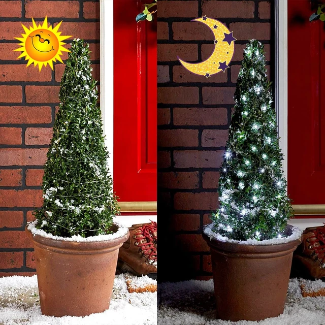 Alt view image 4 of 7 - Solar Fairy Lights Outdoor, 2Pack 200 LED 66FT White Twinkle Solar String Lights, 8 Modes Waterproof for Garden Tree Christmas Decorations