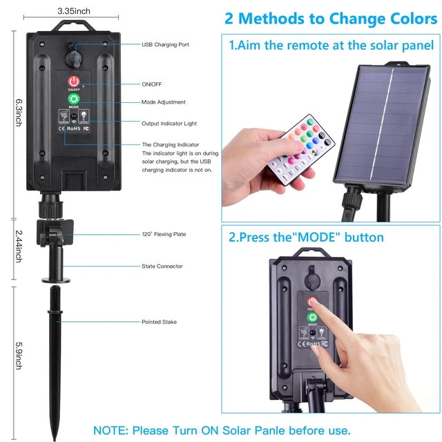 Alt view image 4 of 7 - Solar String Lights Outdoor Waterproof 40Ft Color Changing with Remote | 18 Colors 100 LED Christmas Light Solar Powered & USB, RGB Fairy Lighting for Outside Tree Fence Party Indoor Halloween Decor