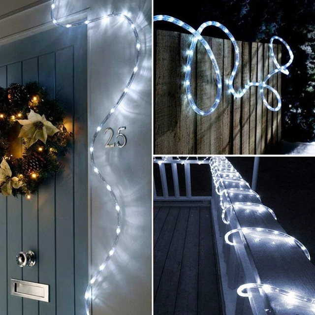 Alt view image 3 of 7 - Solar Rope Light 33FT 100L IP65 Weatherproof Outdoor LED Copper Fairy String Tube Lights for Party Garden Porch Yard Home Wedding Vacation New Year Holiday Decoration Lighting(Cool White)