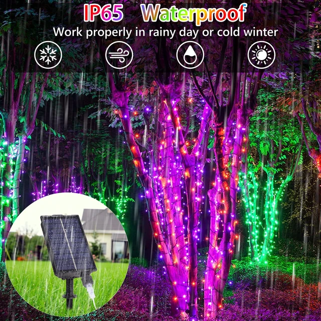Alt view image 6 of 7 - Solar String Lights Outdoor Waterproof 40Ft Color Changing with Remote | 18 Colors 100 LED Christmas Light Solar Powered & USB, RGB Fairy Lighting for Outside Tree Fence Party Indoor Halloween Decor