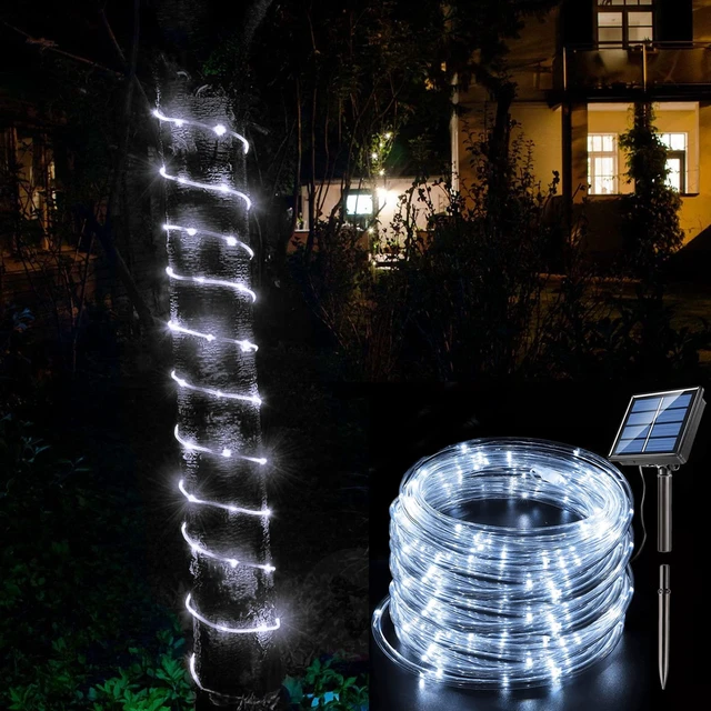 Alt view image 2 of 7 - Solar Rope Light 33FT 100L IP65 Weatherproof Outdoor LED Copper Fairy String Tube Lights for Party Garden Porch Yard Home Wedding Vacation New Year Holiday Decoration Lighting(Cool White)