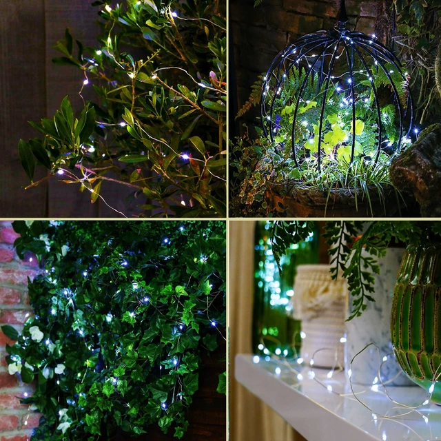 Alt view image 7 of 7 - Solar Fairy Lights Outdoor, 2Pack 200 LED 66FT White Twinkle Solar String Lights, 8 Modes Waterproof for Garden Tree Christmas Decorations