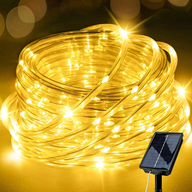 Main image of Solar Rope Lights Outdoor Waterproof 33FT 100LED with Timer, Upgraded Solar Panel with Higher Conversion Rate & Waterproof Ring, Solar String Lights 8 Lighting Modes for Patio Garden Yard Decorations