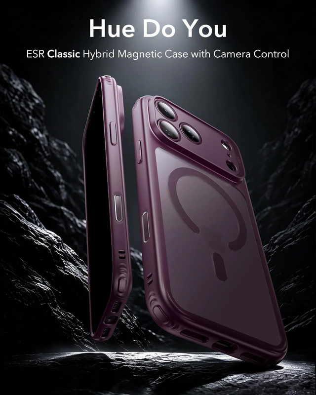 Alt view image 2 of 6 - Classic Hybrid for iPhone 18 Pro/17 Pro Case, Frosted Burgundy | Long-Lasting Anti-Yellowing, Ultra-Thin, Compatible with MagSafe, 3X Military-Grade Protection, Camera Control