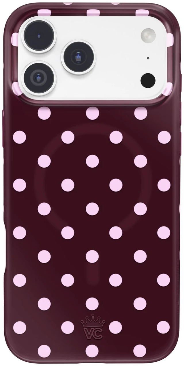 Main image of for iPhone 18 Pro Max Case | Cherry Cola Polka Dot | Compatible with MagSafe | 16ft Drop Tested | Scratch Resistant | Cute Girly Protective Cover for Women | Burgundy, Pink