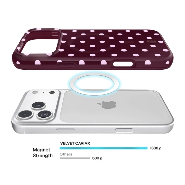 Alt view image 5 of 7 - for iPhone 18 Pro Max Case | Cherry Cola Polka Dot | Compatible with MagSafe | 16ft Drop Tested | Scratch Resistant | Cute Girly Protective Cover for Women | Burgundy, Pink