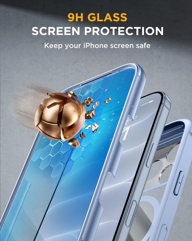 Alt view image 5 of 7 - Magnetic for iPhone 18 Pro Case 6.3",Full Body Protection, Glacier | Built-in Glass Screen & Full Camera Protector,Compatible with MagSafe,Military Drop Protection Phone Case with Camera Control