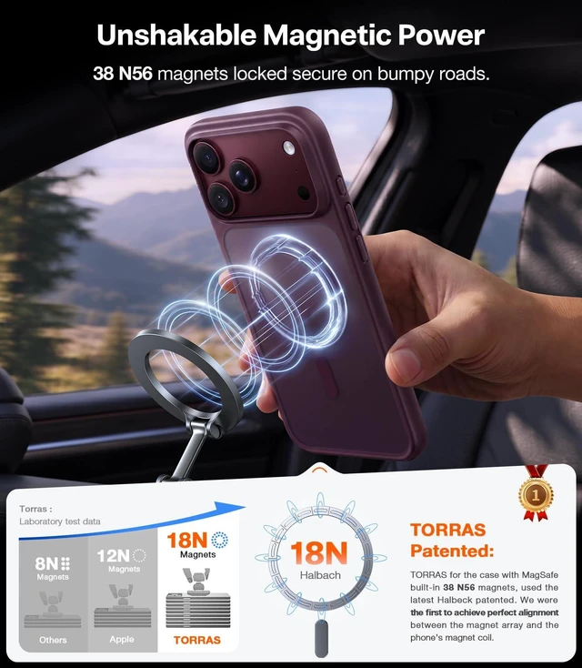 Alt view image 3 of 7 - Stronger Magnetic Shockproof for iPhone 18 Pro Case, Purple | Fit for MagSafe, Military Grade Protection, Camera Control, DIY Button, Premium Feel, Translucent Slim Case, Burgundy