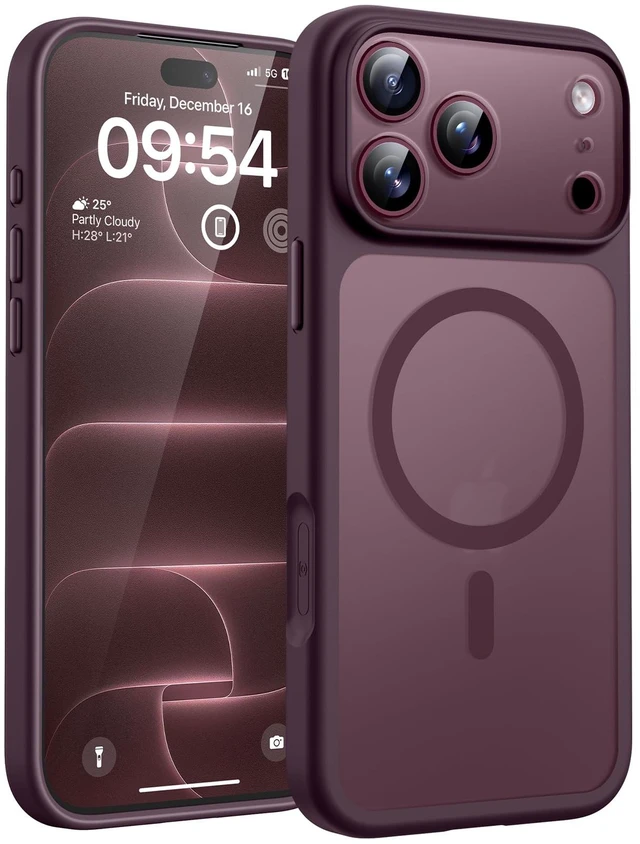 Main image of for iPhone 18 Pro Case Burgundy, Compatible with MagSafe | Built-in Magnets, Camera Control Cover, Full Camera & Military-Grade Protection Anti-Slip Slim Translucent Matte Phone Case