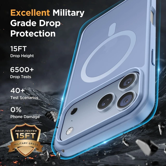 Alt view image 4 of 7 - Magnetic for iPhone 18 Pro Case 6.3,Translucent Matte, Glacier | Compatible with MagSafe, Military-Grade Protection, Anti-Fingerprint, Rugged Shockproof Protective, Slim Thin Phone Case