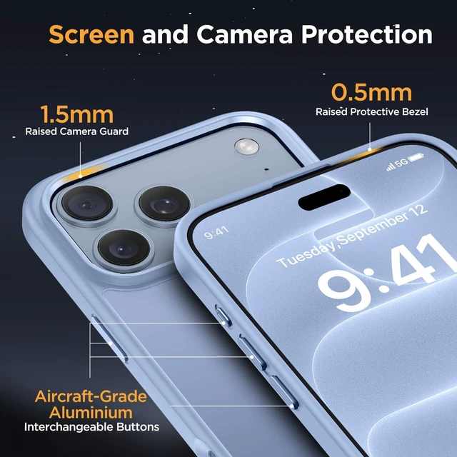 Alt view image 5 of 7 - Magnetic for iPhone 18 Pro Case 6.3,Translucent Matte, Glacier | Compatible with MagSafe, Military-Grade Protection, Anti-Fingerprint, Rugged Shockproof Protective, Slim Thin Phone Case