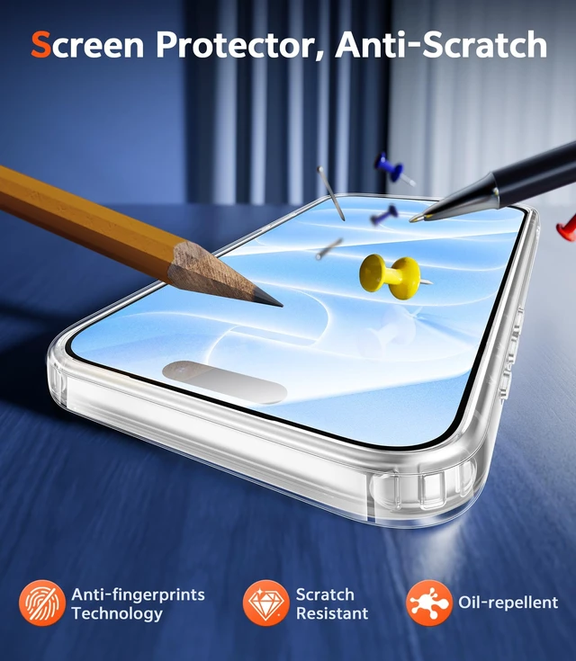 Alt view image 6 of 7 - for iPhone 18 Pro Case/17 Pro Case Clear with Screen Protector | Anti Yellowing, Compatible with Magsafe, Magnetic, Rugged Shockproof Protective, Transparent Cell Phone Cover